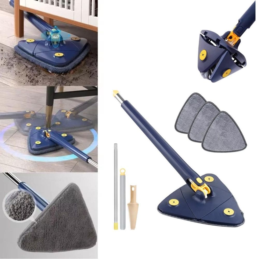 Esfregão Triângular Ajustável Com 2 Refil Azul