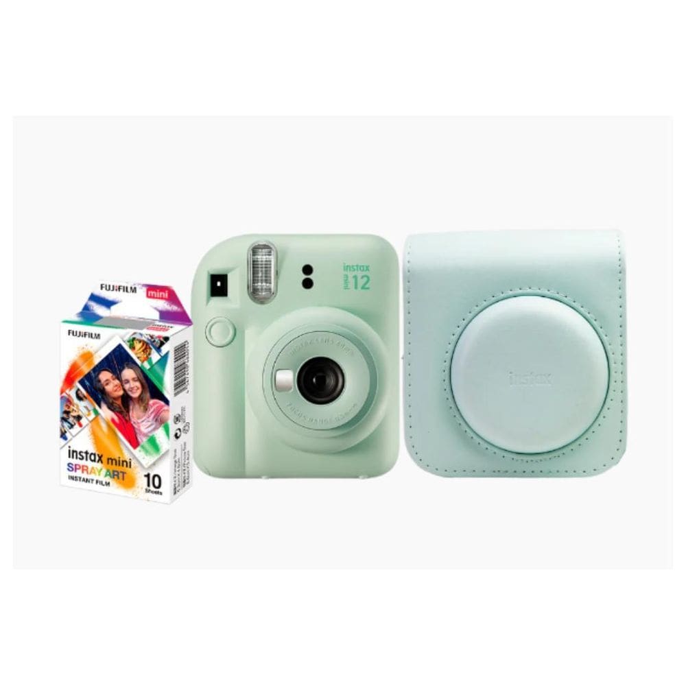 Câmera Instax Mini 12 Fujifilm Verde Com Bolsa + 10 Filmes