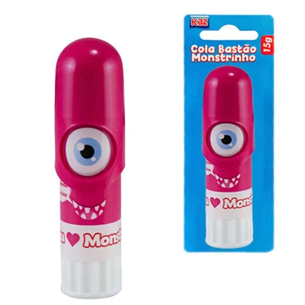 Cola Escolar Bastão Monstrinho Pink - 15G - Kz5015Pk - Kaz