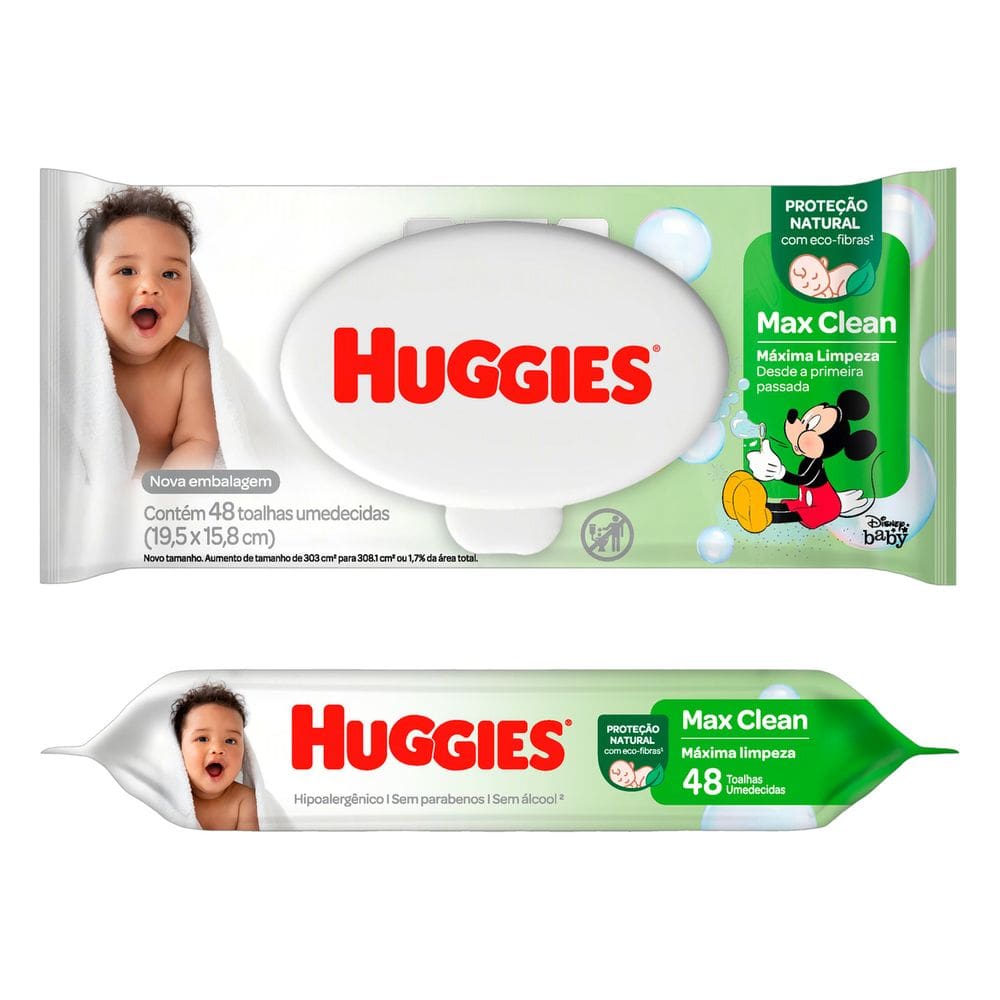 Lenço Umedecido Huggies Max Clean - 48 Unidades