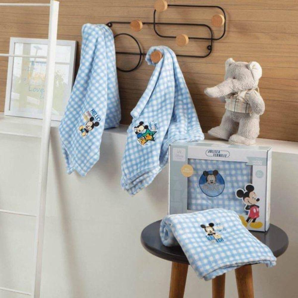 Manta Baby Bordada Infantil Disney Jolitex Mickey Sorriso
