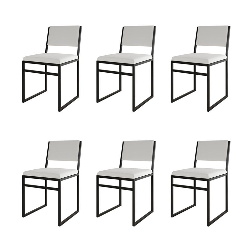 Kit 6 Cadeiras De Jantar Industrial Isa Assento Corino Branco