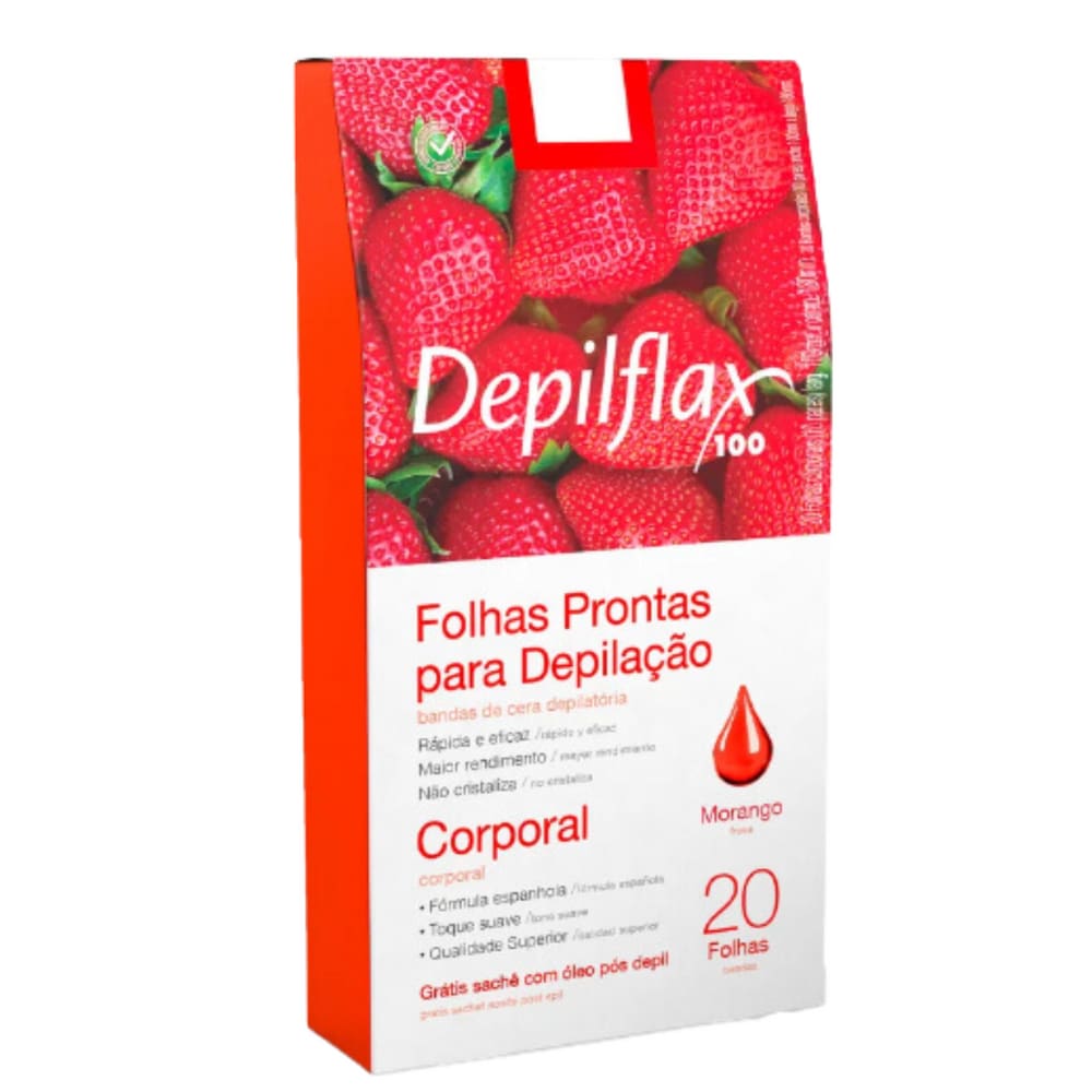 Folhas Depilflax Para Depilaçao Morango 20 unidades