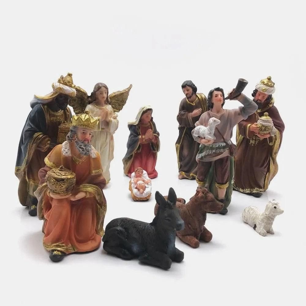 Presépio De Natal Sagrada Família 12,5Cm Em Resina Com 11Pcs