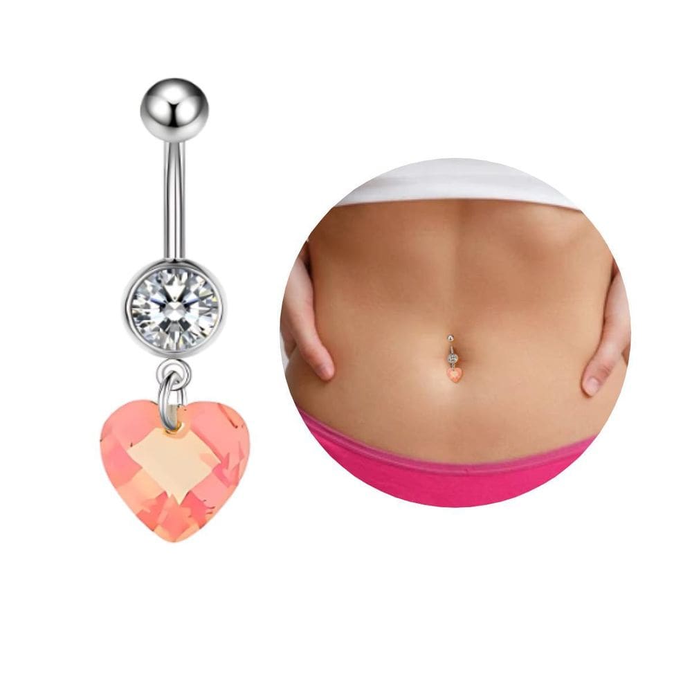 Piercing Umbigo Aço Cirúrtgico Coração Pendurado Sintético