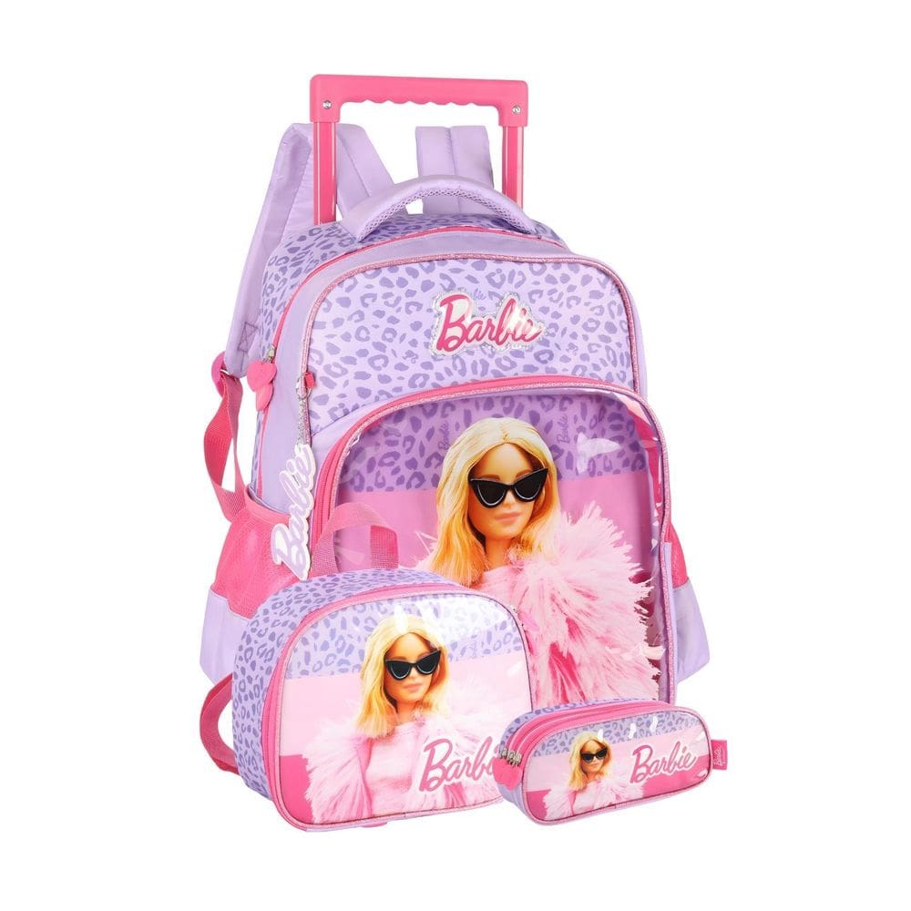 Kit Barbie Mochila De Rodinhas+Lancheira+Estojo - Vioeta