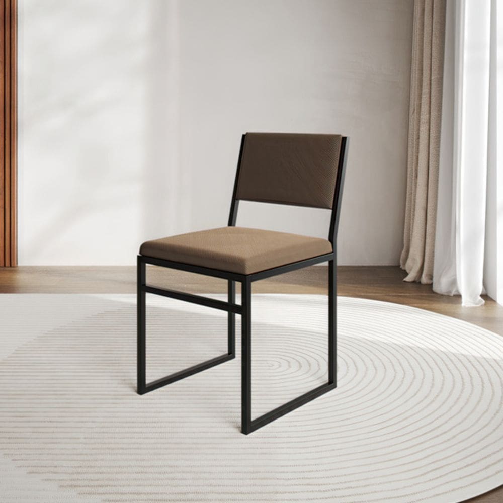 Cadeira De Jantar Industrial Isa Assento Veludo Marrom