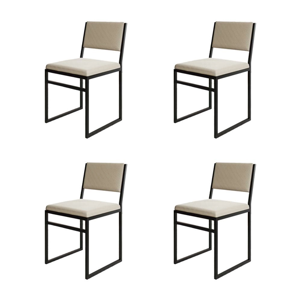 Kit 4 Cadeiras De Jantar Industrial Isa Assento Veludo Bege