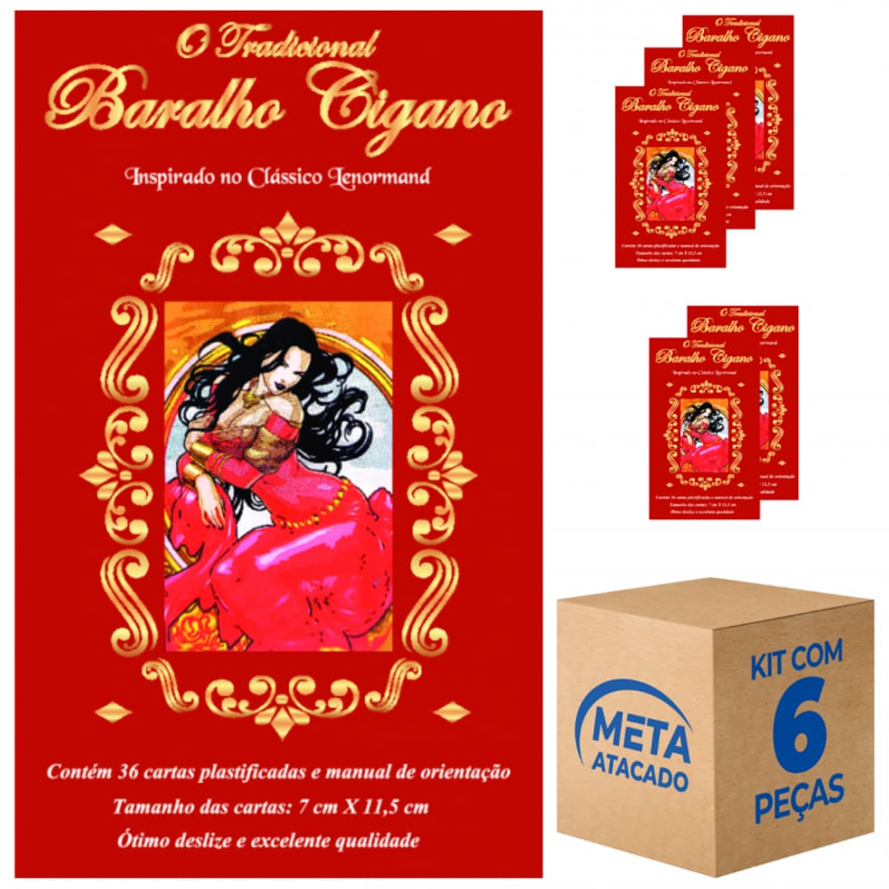 Kit 6 Baralhos Cigano Lenormand 36 Cartas Plastificado