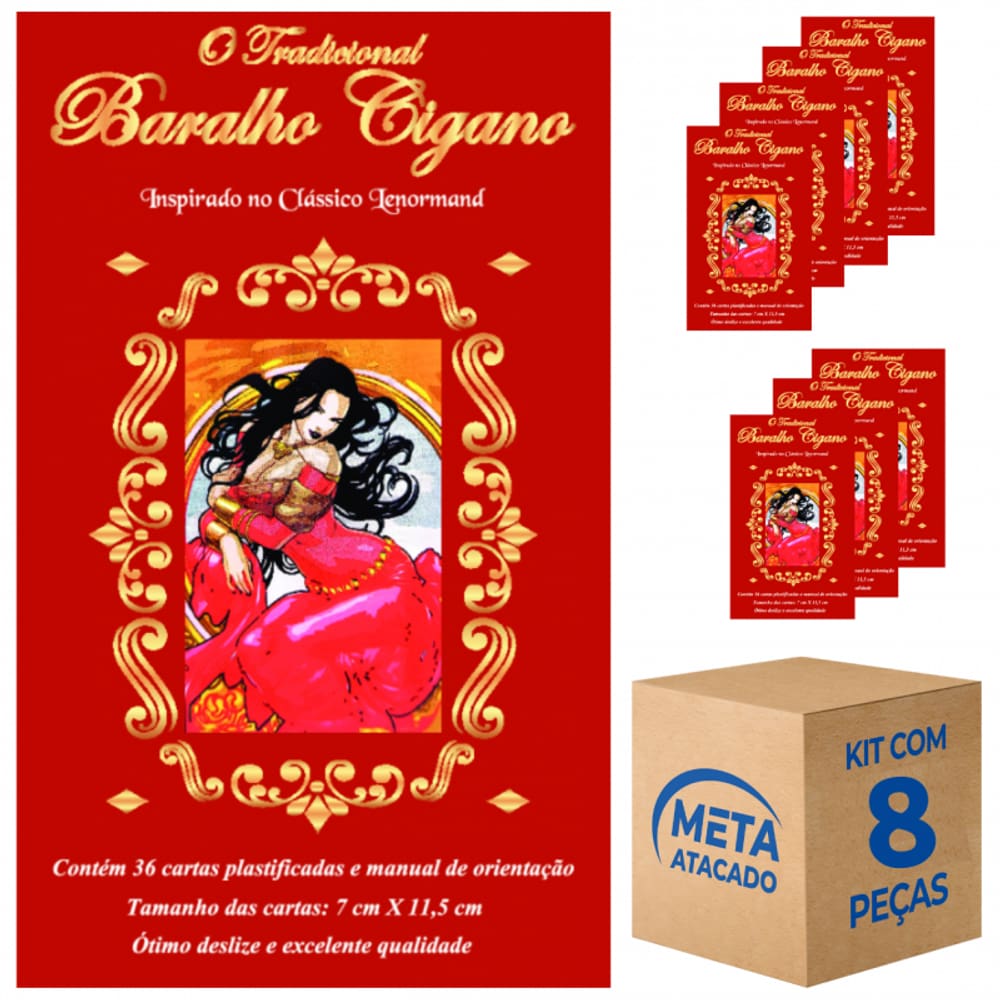 Kit C/ 8 O Tradicional Baralho Cigano 36 Cartas Plastificado