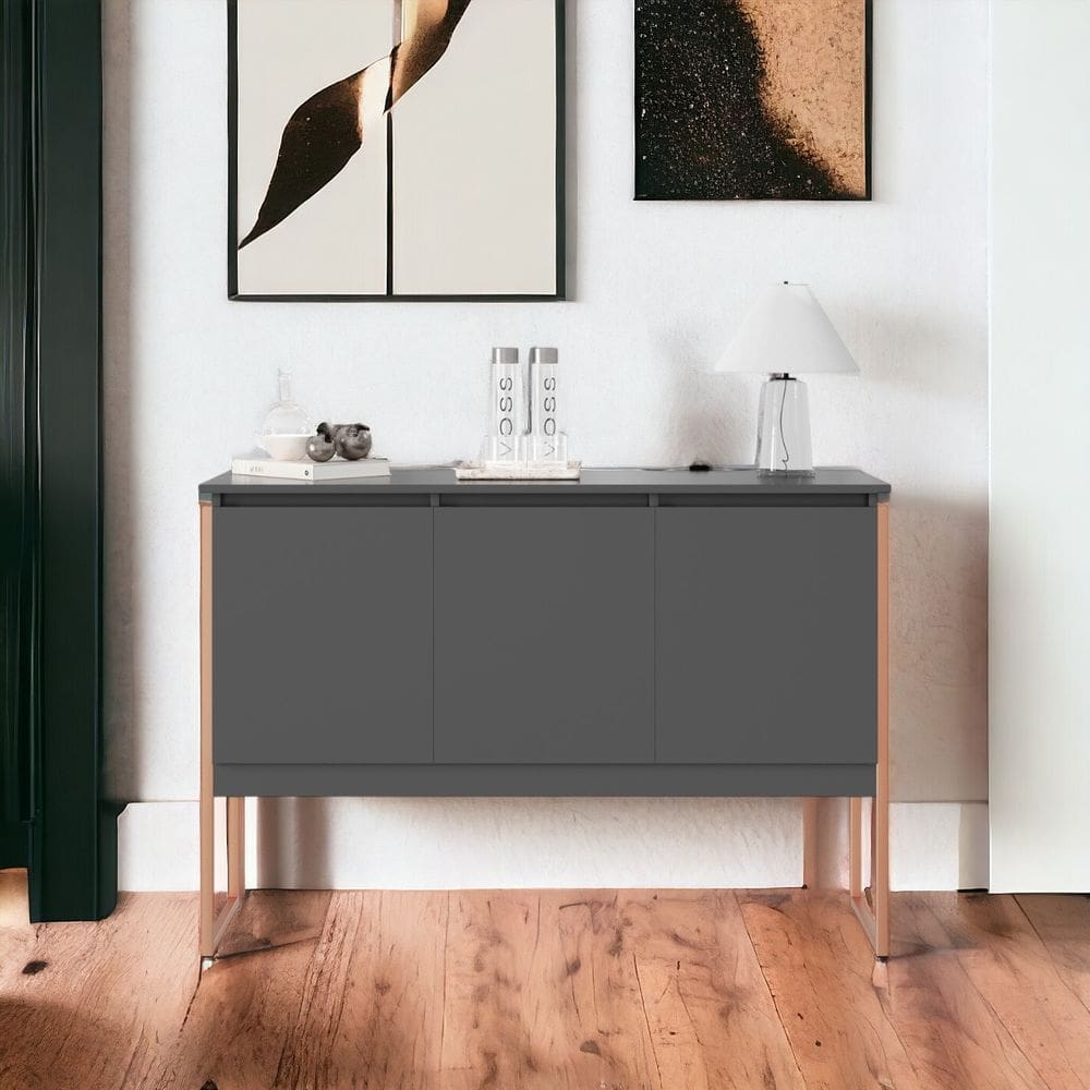 Aparador Buffet para Sala Industrial Oslo Preto Cobre