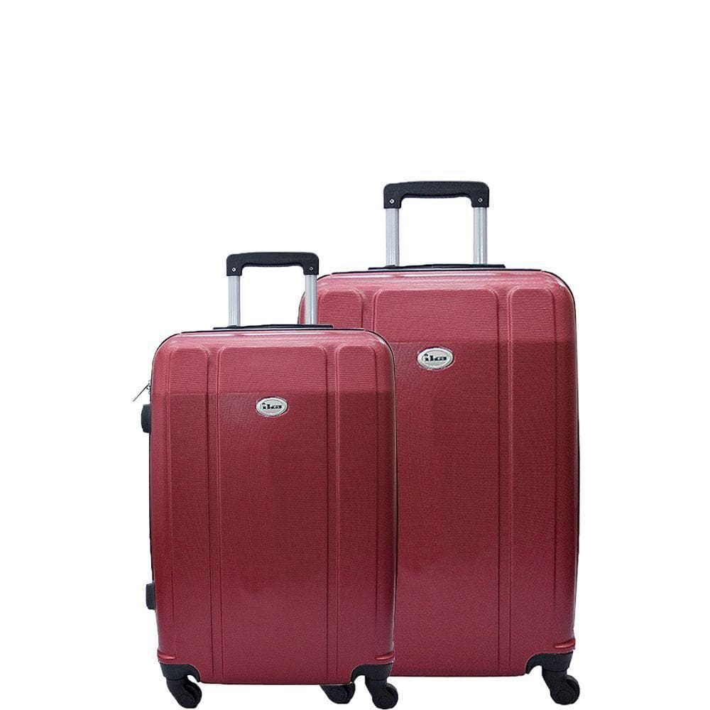 Conjunto de Mala de Viagem Abs Ika Continental Cadeado Rodas Giro 360 2 Peças- Vermelha, P/m