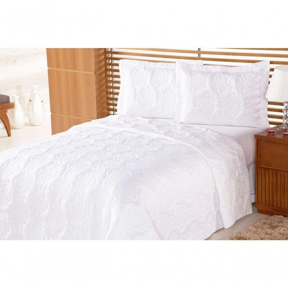 Cobre Leito Pratic Rosas Solteiro 2 Pecas - Branco