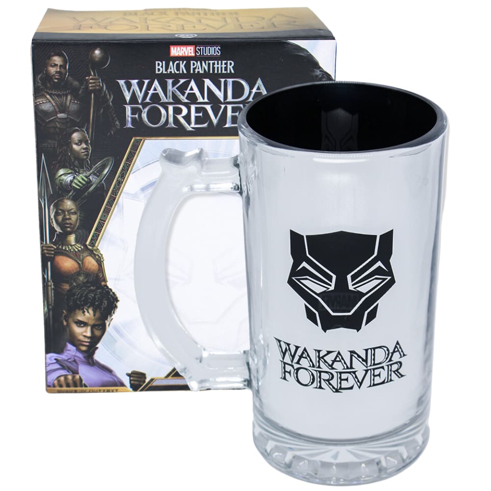 Caneca Chopp Pantera Negra Vidro Pintura Eletrostática 450ML Oficial Marvel