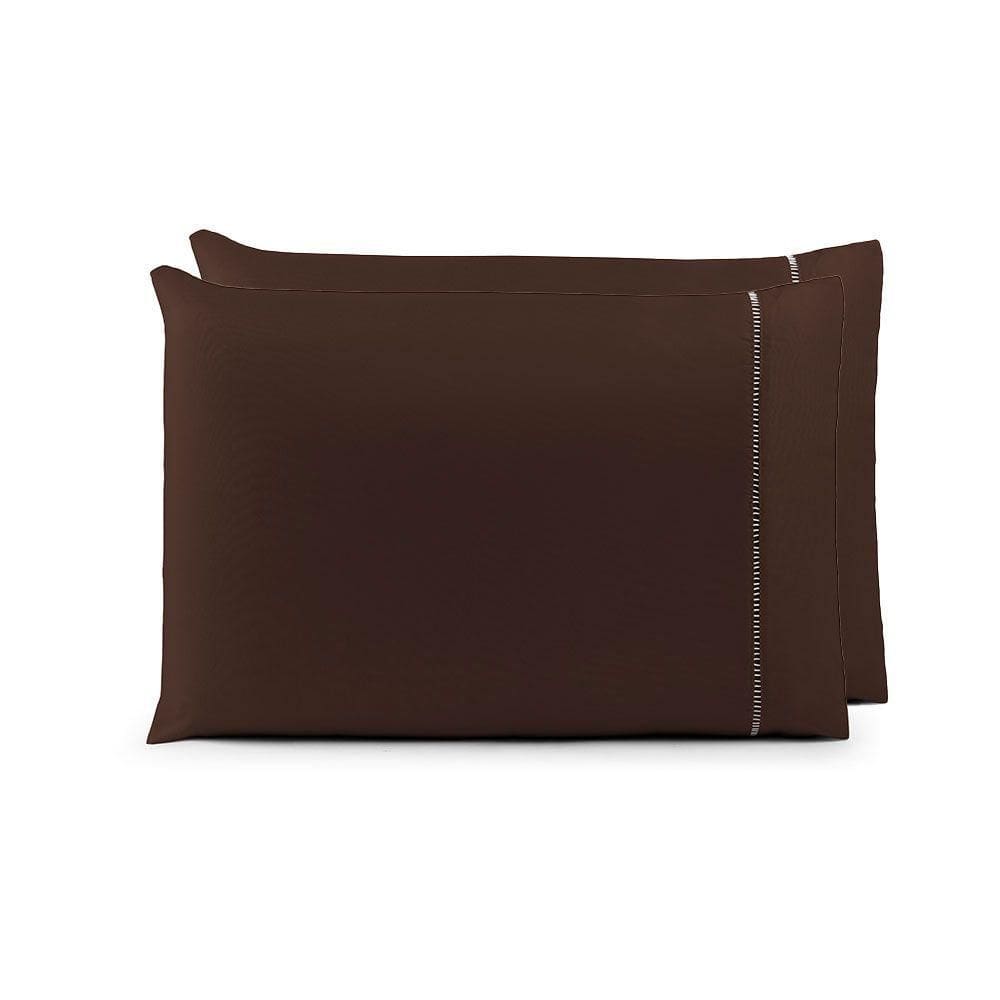 Par De Fronhas 70cm X 50cm 2 Peças Laura 100% Poliéster Toque Percal 200 Fios Cor:tabaco