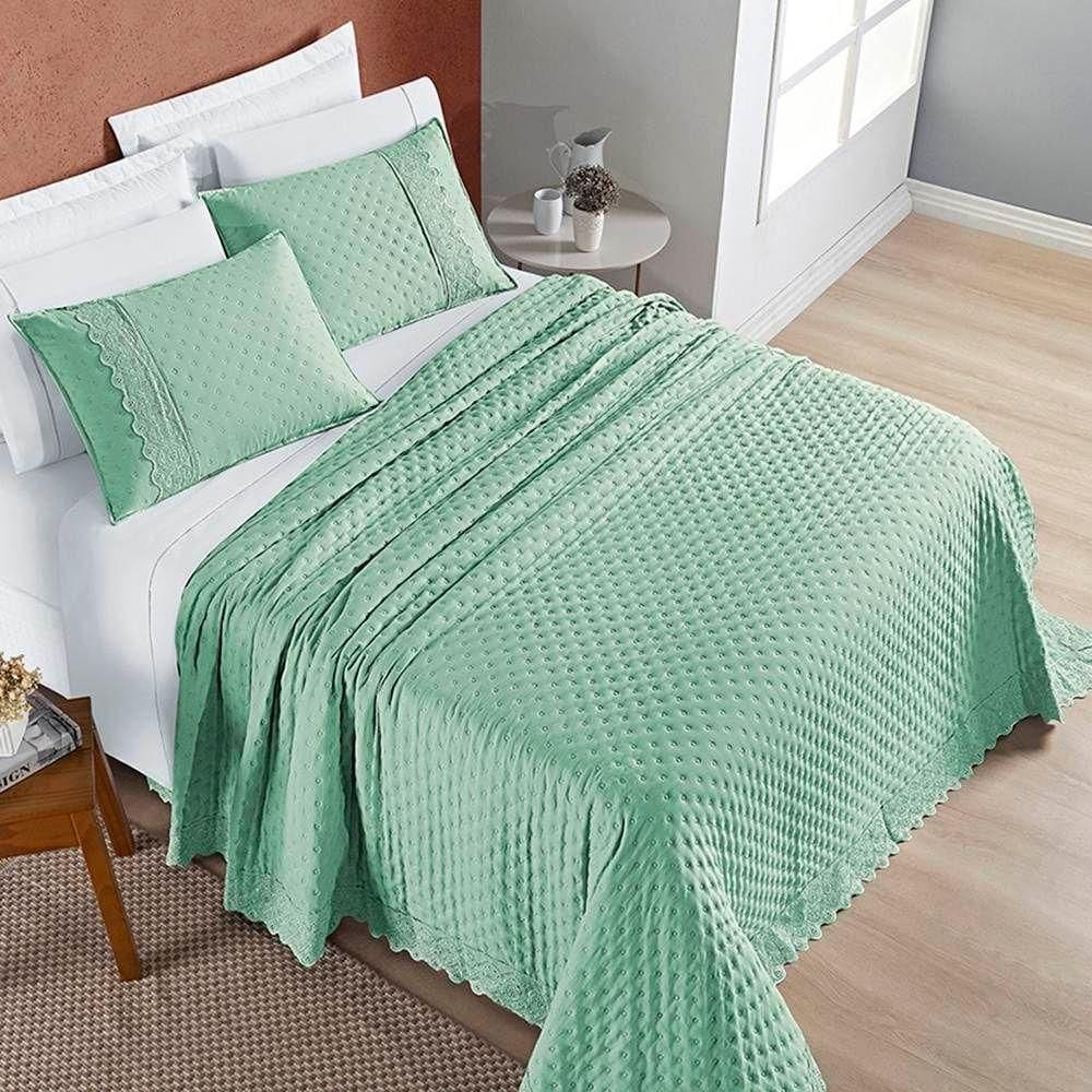 Cobre Leito Queen Nobless 200 Fios 3 Peças - Salvia