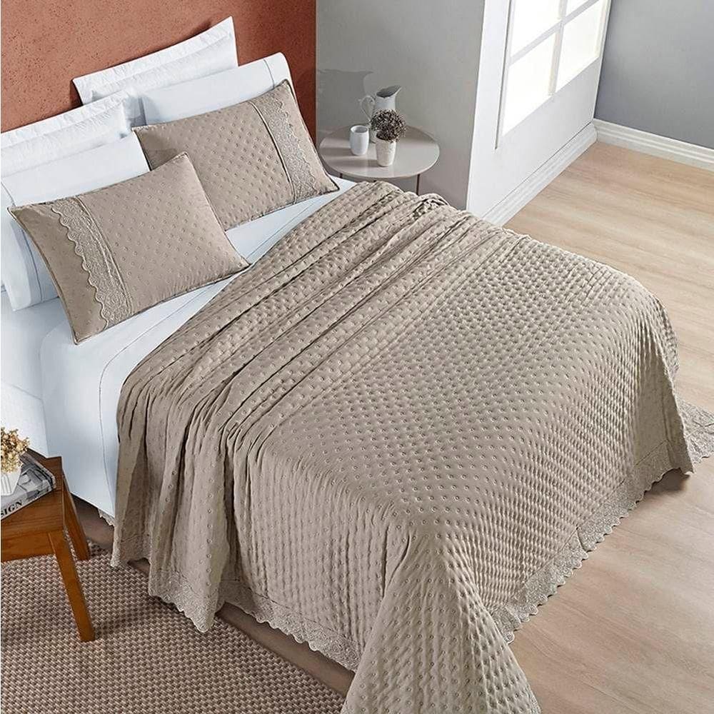 Cobre Leito Queen Nobless 200 Fios 3 Peças - Taupe