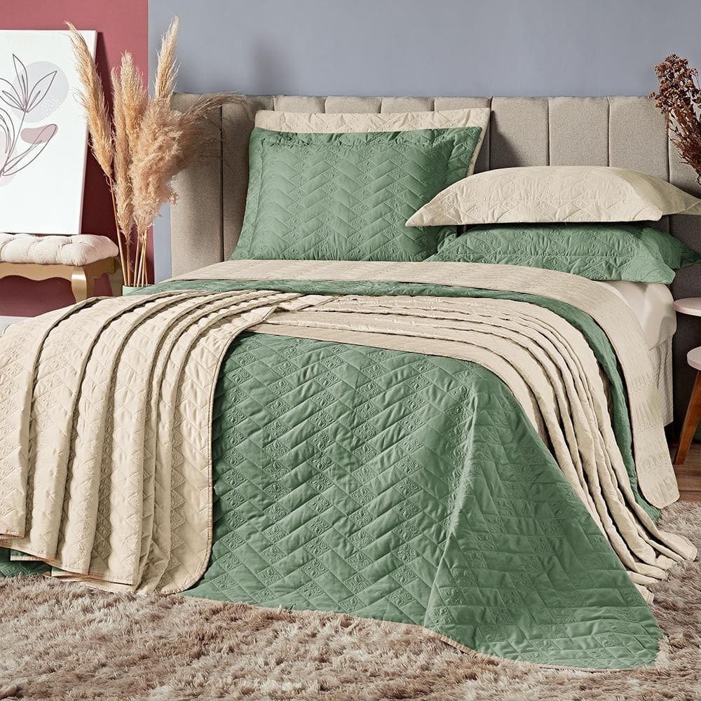 Kit Cobre Leito Queen Marrakechi Micropercal 03 Peças - Verde