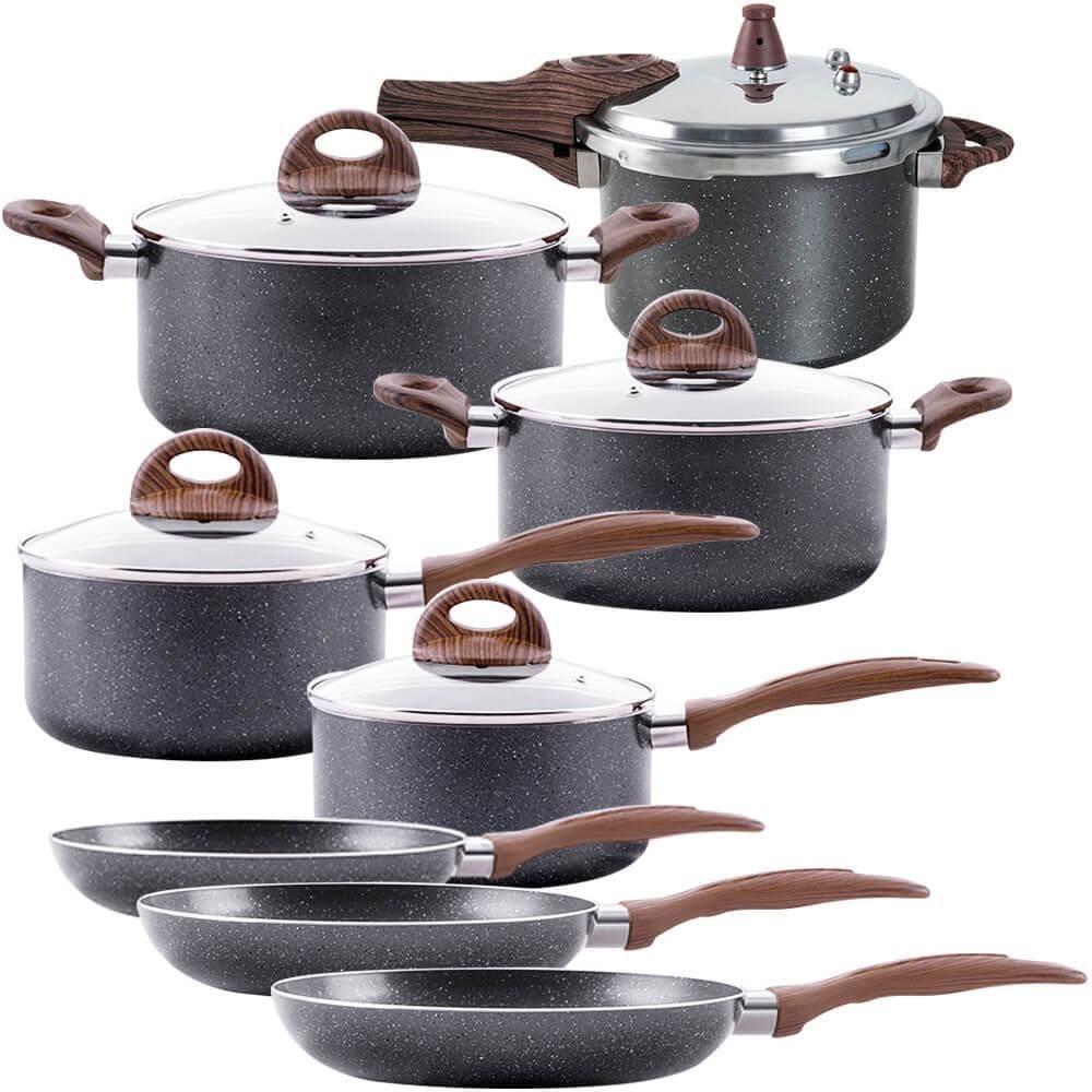 Conjunto de Panelas de Indução Com Panela de Pressão Ceramic Life Granito 8 Peças - Brinox