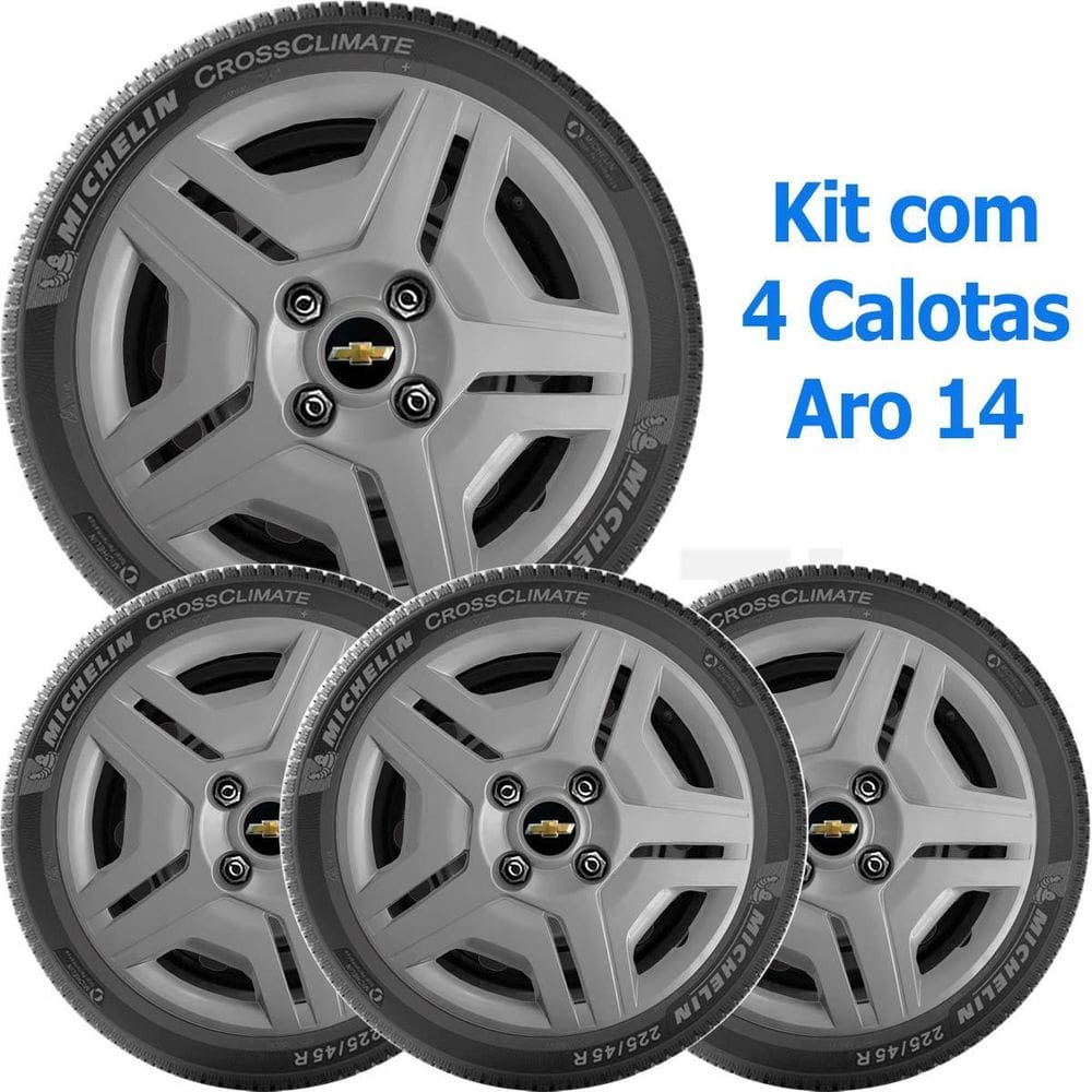 4X Calota Gm Onix Prisma Aro 14 Grafite Emb 194Cb