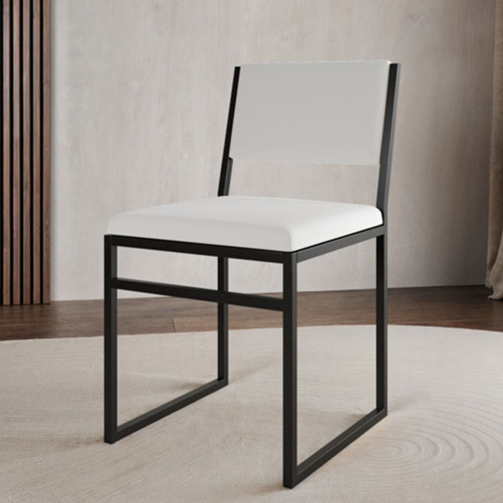 Cadeira De Jantar Industrial Isa Assento Corino Branco