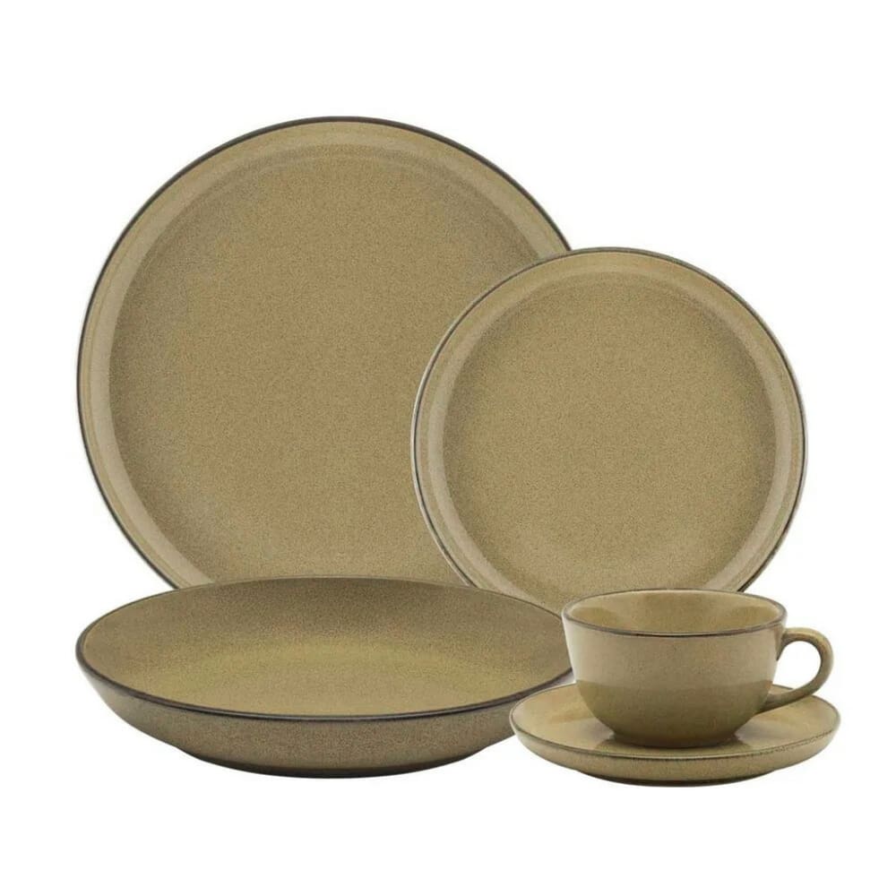 Jogo De Jantar Em Cerâmica Flat Com 30 Peças Oxford Ocre