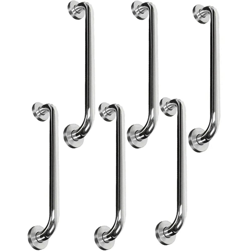 Barra Alça Apoio 50cm Aço Inox Kit 6 Uni Suporte Anti Queda Banheiro Box Escada Corrimao