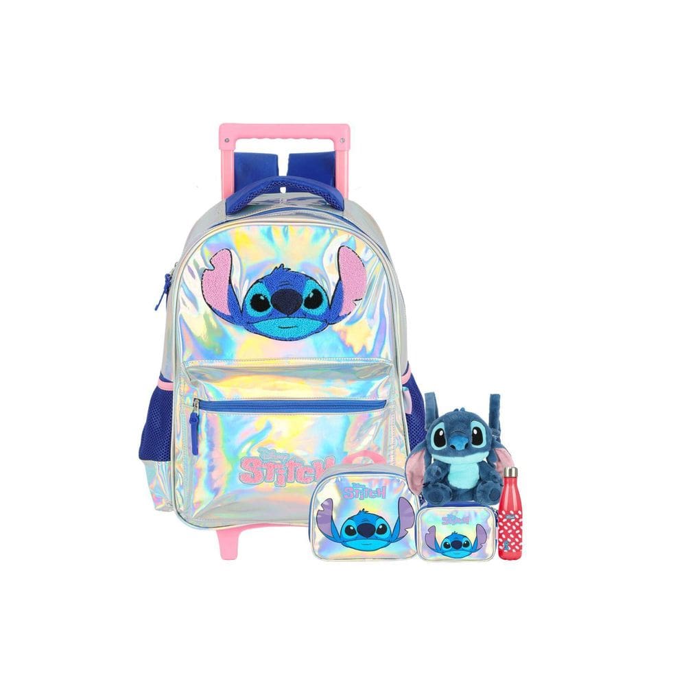 Kit Lilo Stitch Mochila Rodas Lancheira Estojo Garrafa P