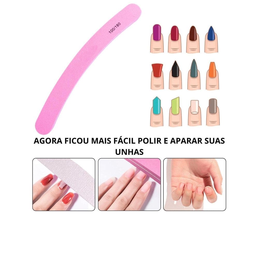 1 Un Lixa Rosa Buffer Reta Alongamento Polir 100/180 Unhas