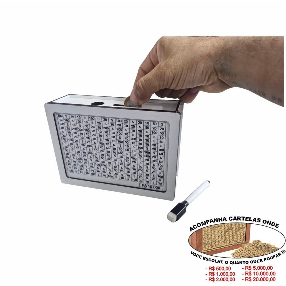 Cofre Guardar Dinheiro Woodbox Japones Kakebo Desafio Branco