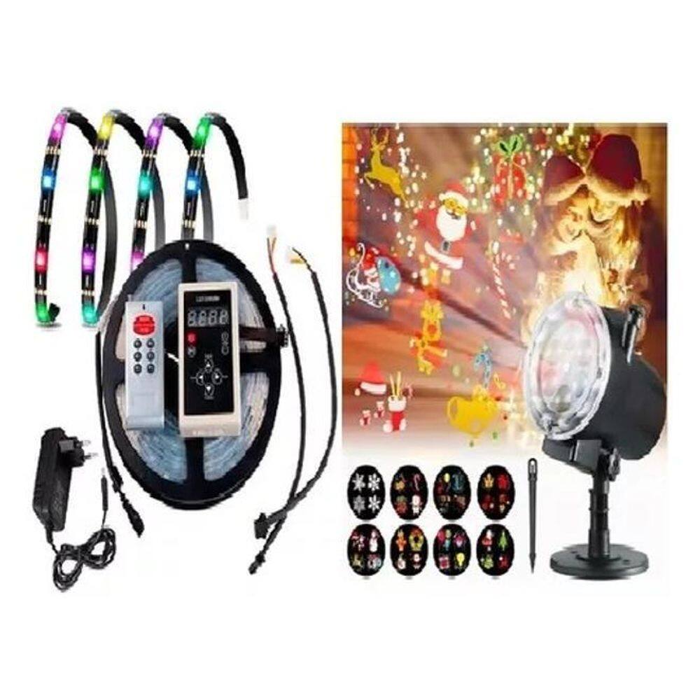 Pisca Pisca Natal 2 Em 1 Projetor + Fita Led 5 Metros