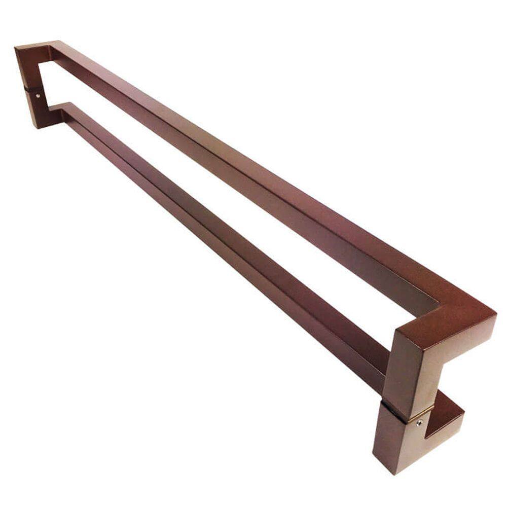Puxador Portas Duplo Aço Inox Padrão Corten Athenas 50 cm para portas: pivotantes/madeira/vidro temperado/porta alumínio e portões