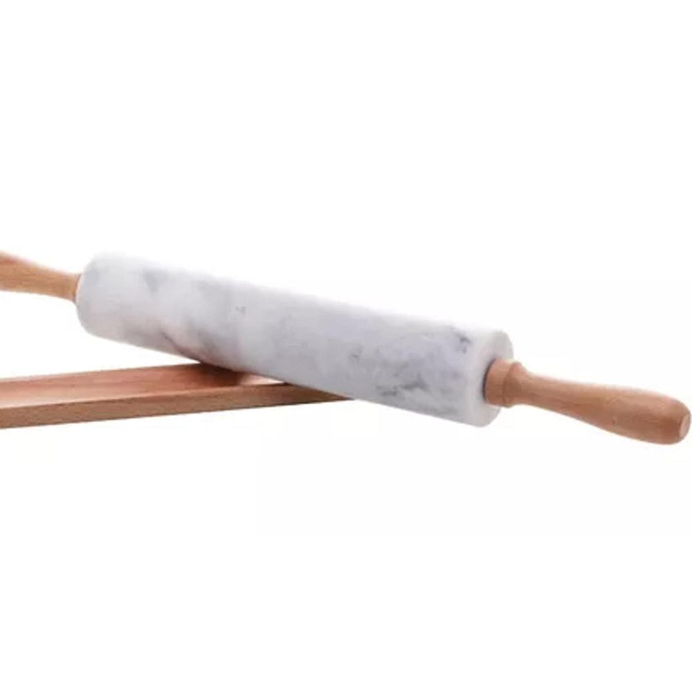 Rolo Massa Mármore Suporte Bambu Para Massa Pão Pizza