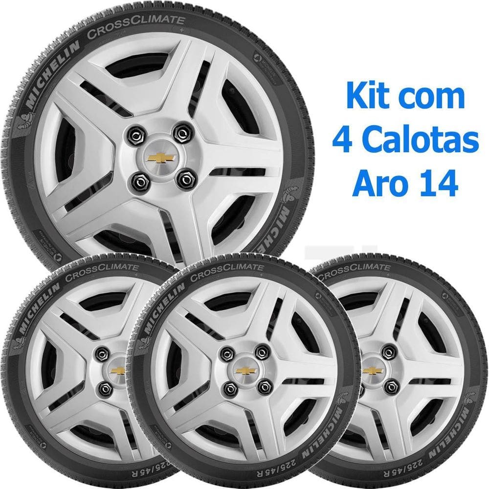 4X Calota Gm Onix Prisma Aro 14 Com Emblema 194Cb