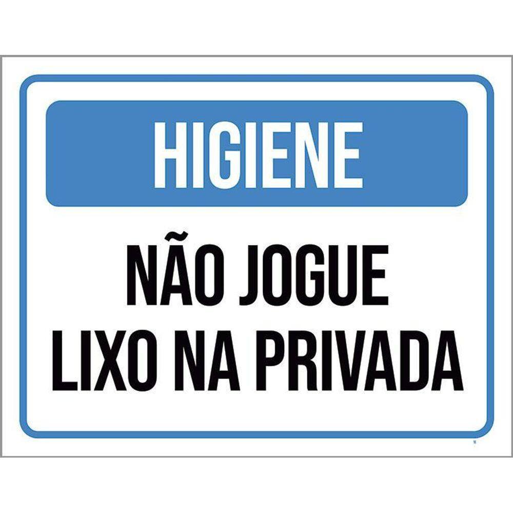 Placa Higiene Não Jogue Lixo Na Privada 36X46
