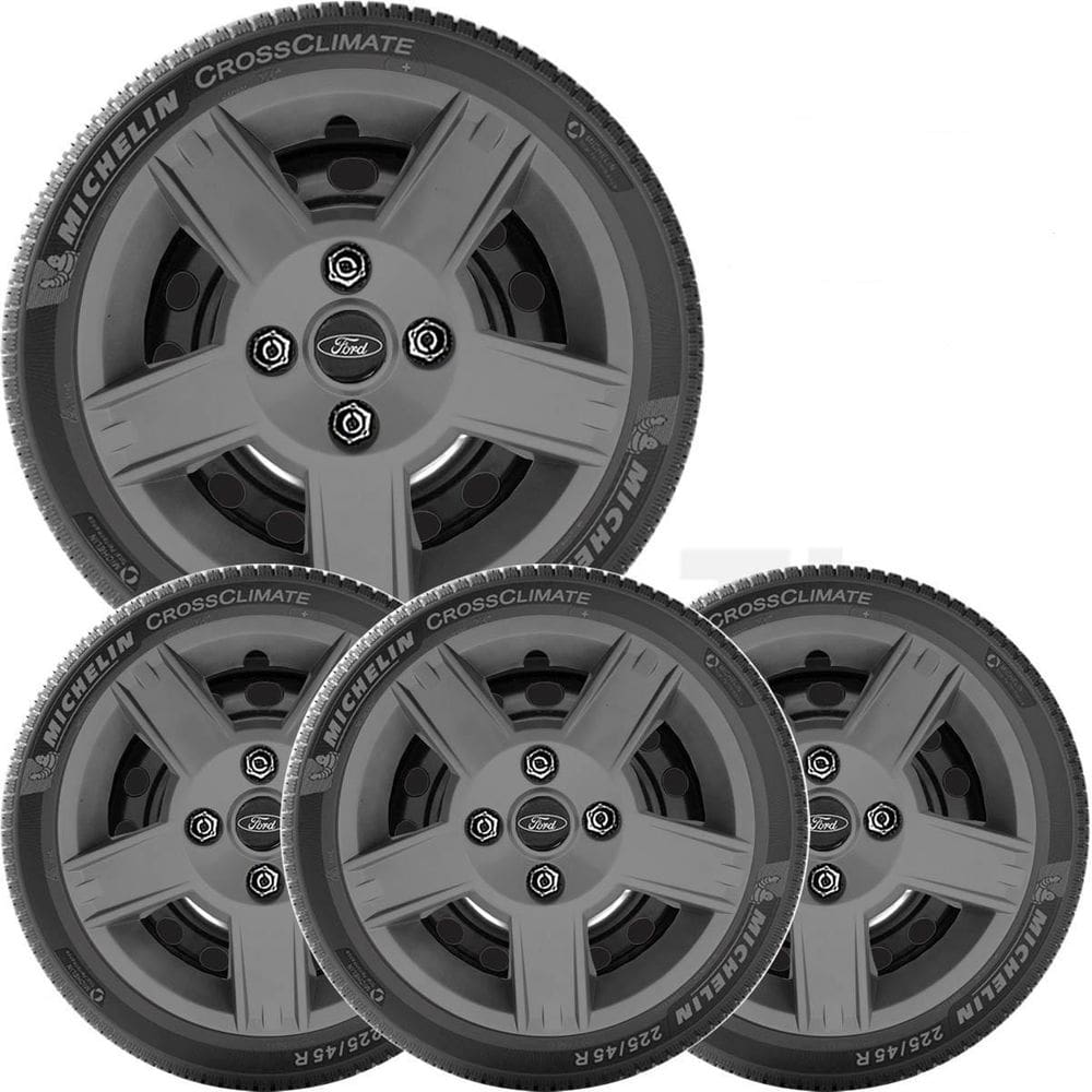 4X Calota Ford Fiesta Ka Escort Aro 14 Grafite Emblema 014Cb