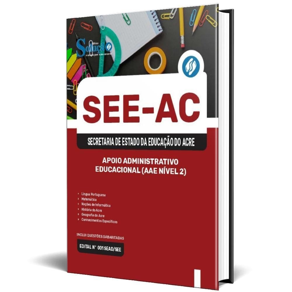 Apostila See Ac 2024 Apoio Administrativo Educacional Aae