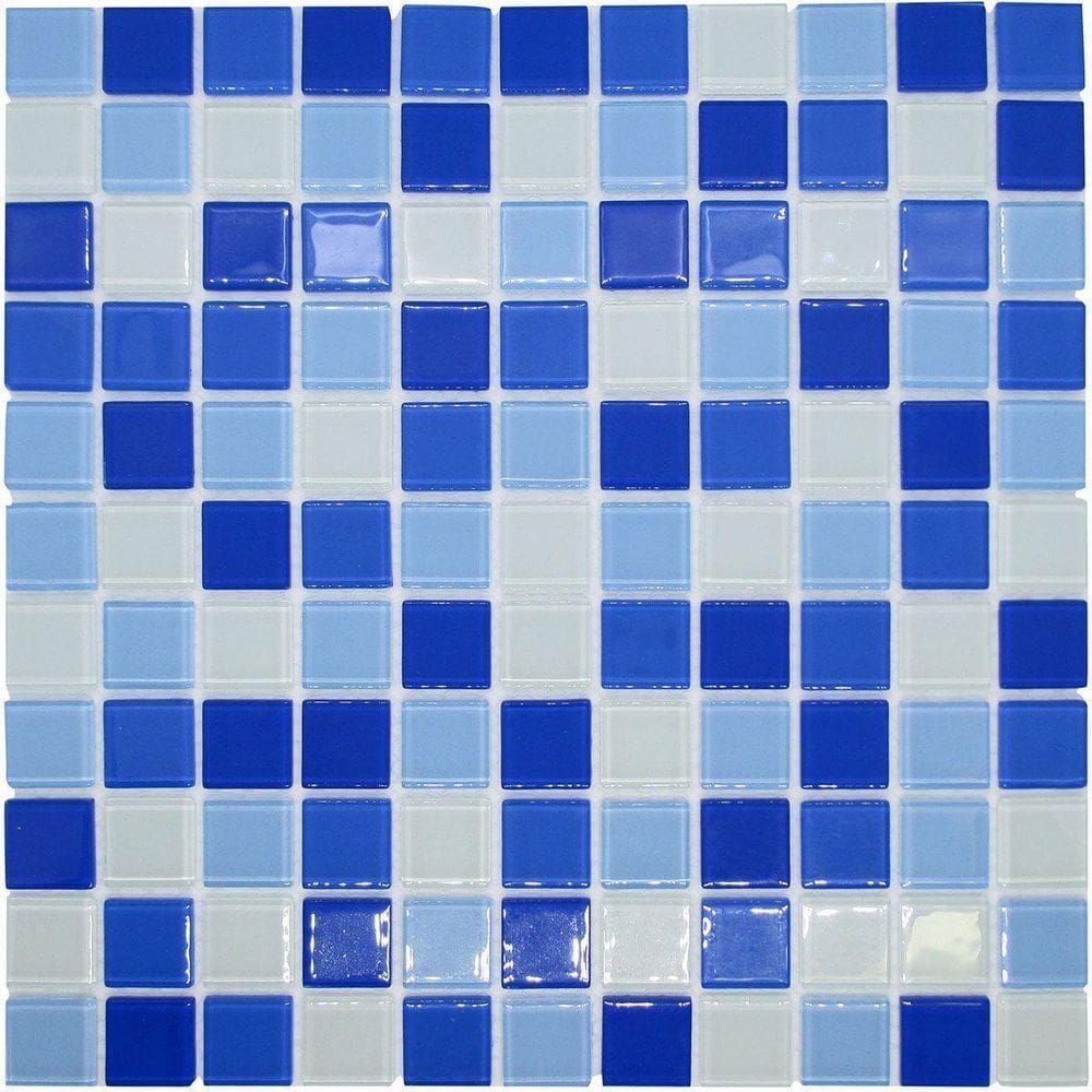 Pastilha De Vidro Para Banheiro Piscina Azul Mescla 30X30Cm