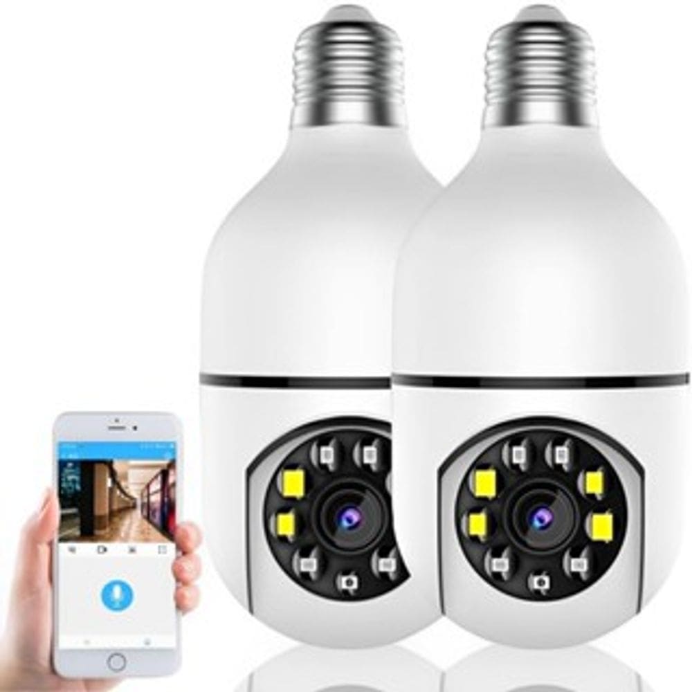 Kit 2x Câmeras Lâmpadas de Segurança Wifi 360 Giratória Visão Noturna Full Hd Com Sensor de Movimento