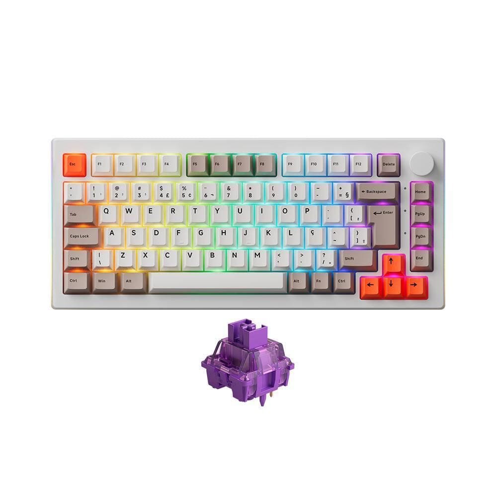 Teclado Akko 5075S Steam Engine Abnt2 Switch Lavender Purple