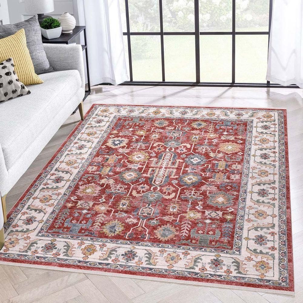Tapete Para Sala Coliseo 04 Vermelho e Cinza 1,40x2,00m
