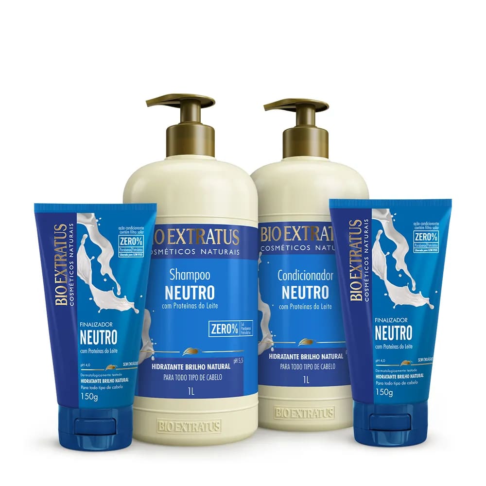 Kit Bio Extratus Proteínas do Leite Shampoo, Condicionador e Finalizador