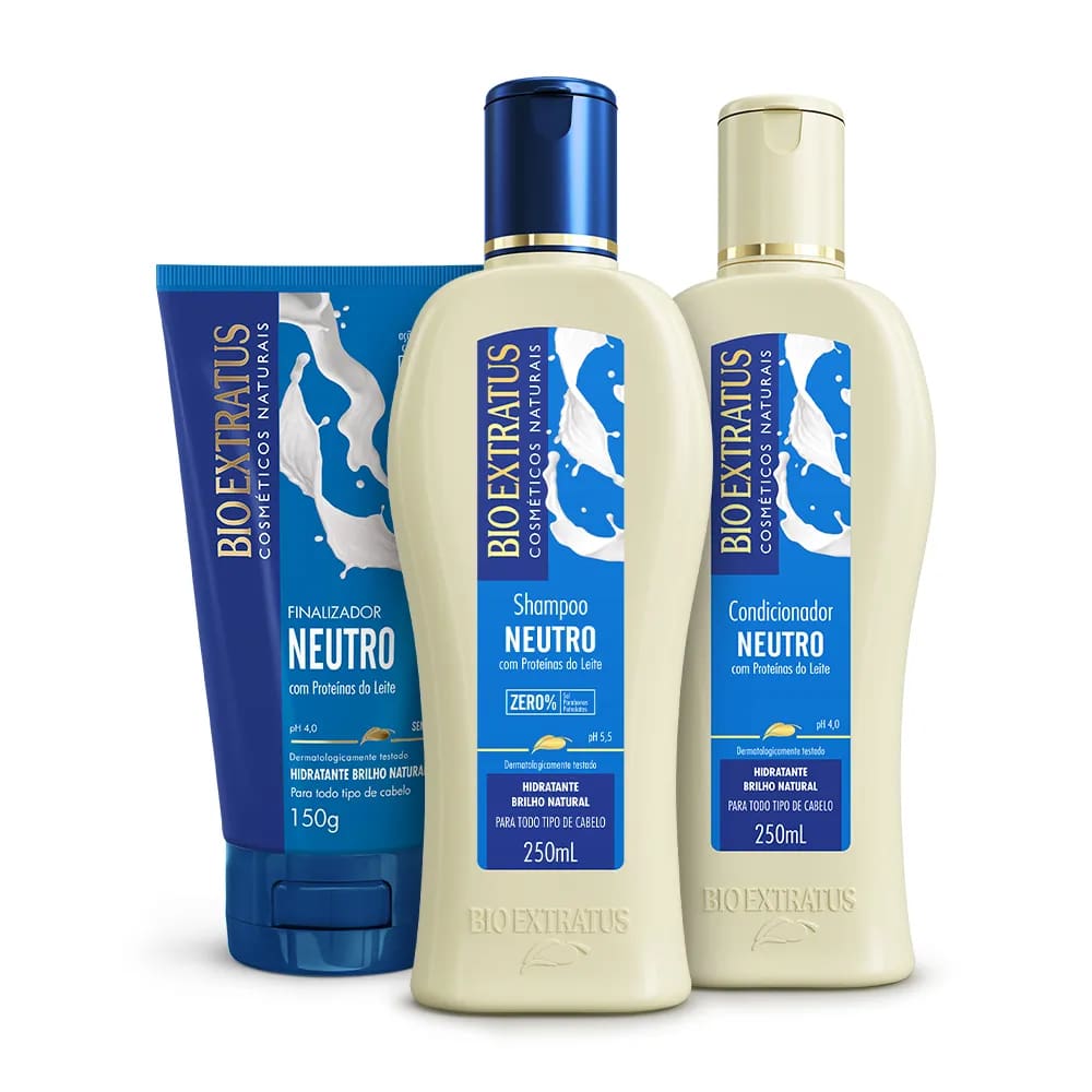 Kit Bio Extratus Proteínas do Leite Shampoo, Condicionador e Finalizador (250mL)