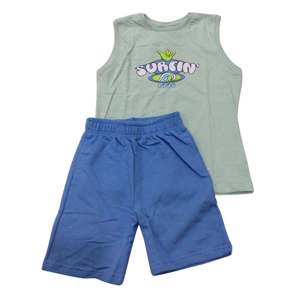 Conjunto Infantil Verão masc Tink Bink Verde e Azul