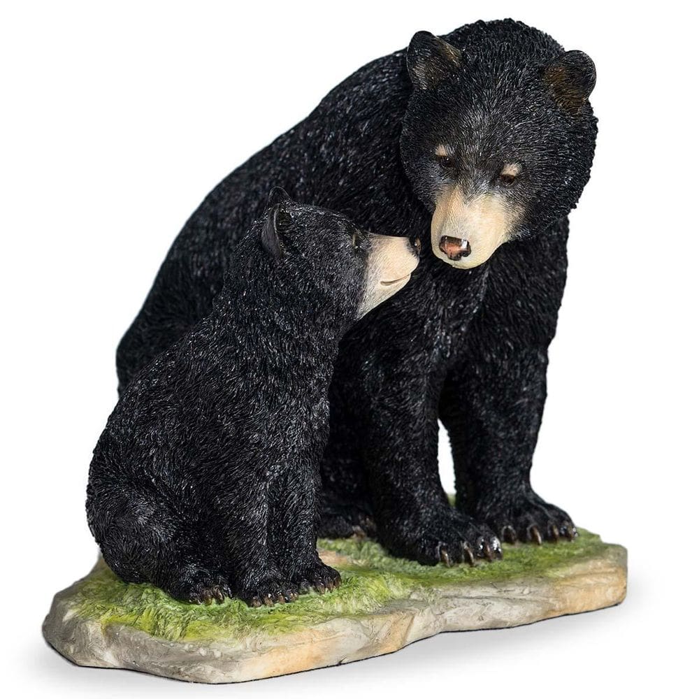 Estatueta Decorativa Urso Negro Com Filhote 15Cm Altura