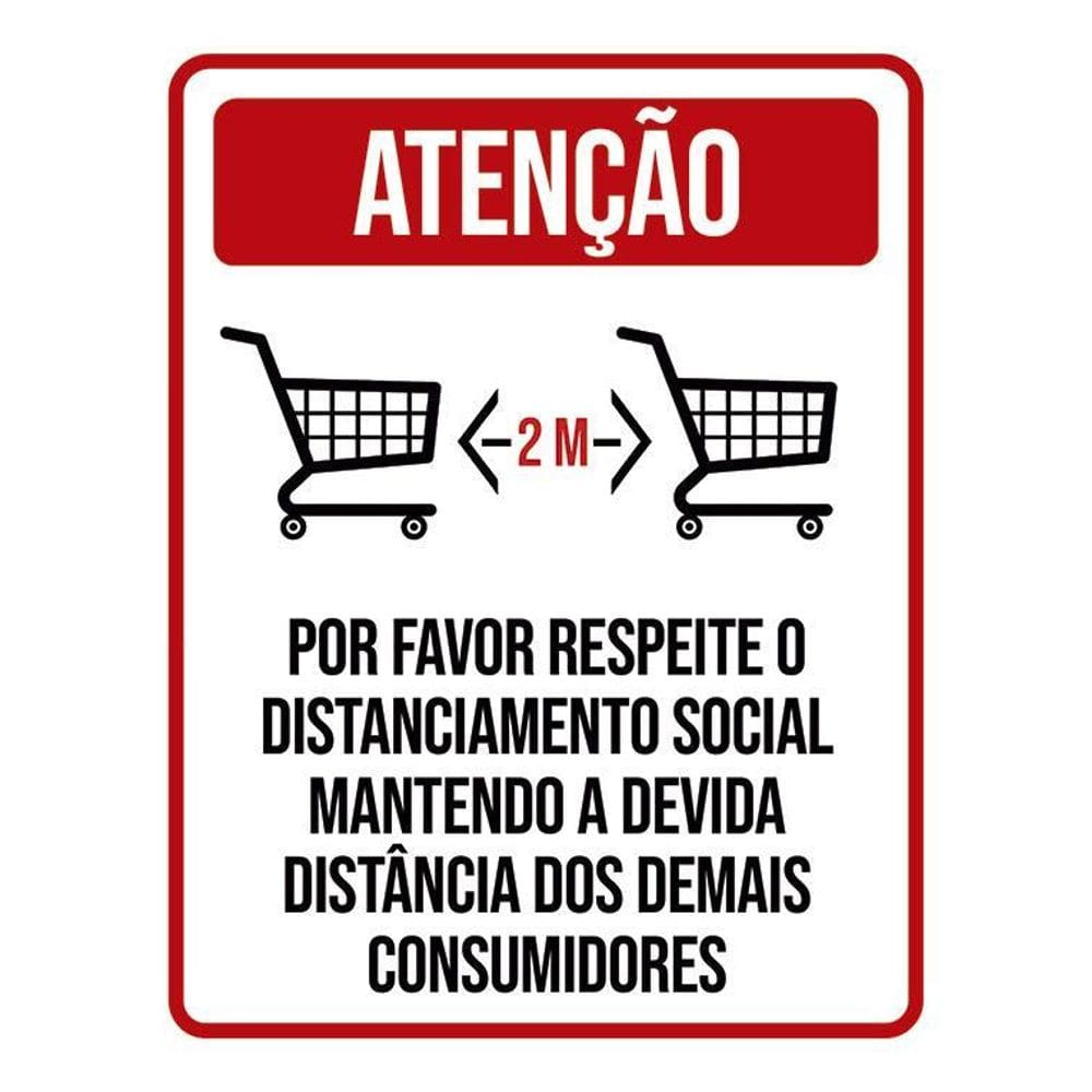 Placa Distanciamento Social Supermercado 36X46
