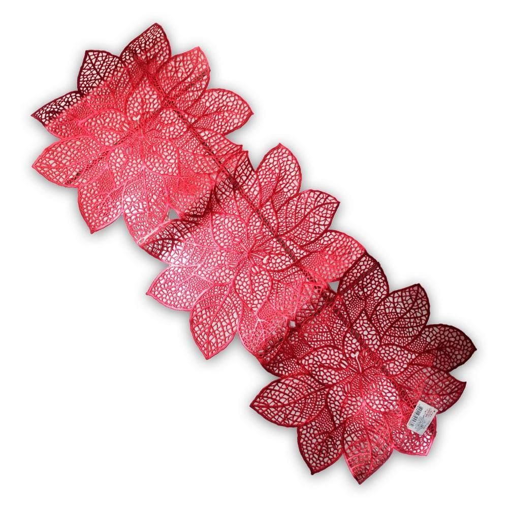 Caminho De Mesa Natalino 90X34Cm Flores Vermelho Multiart