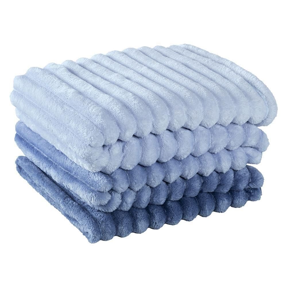 Cobertor Manta Tuffy Ultrasoft Flannel Queen 2,40m X 2,20m Degradê 01 Peça - Sky Azul Marinho