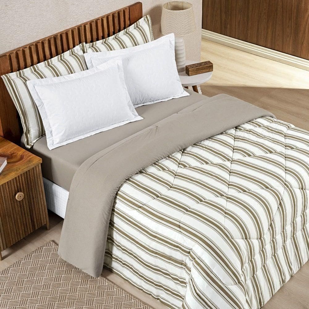 Edredom Sally King Malha 1 Peça Caqui