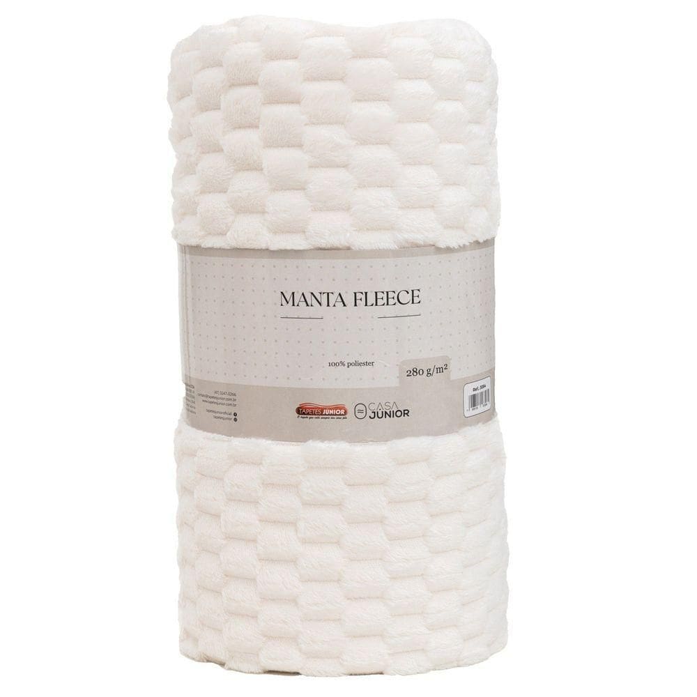 Manta Microfibra Fleece 280g-m² Cs Júnior Branca - Queen